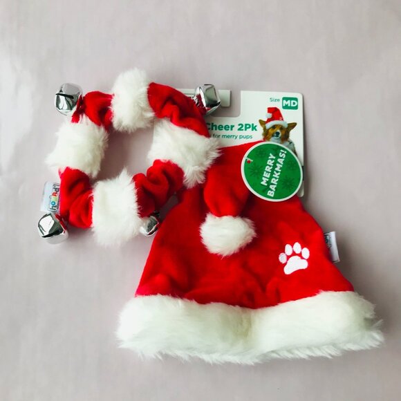 Outward hound Holiday Hatz & Bell Collar 2 PK Christmas Red /White - Picture 1 of 2